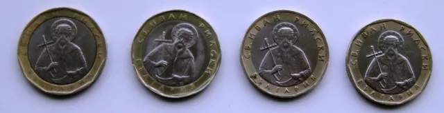 Four Bulgarian 1 Lev 2002 Coins - St. Ivan of Rilsky.