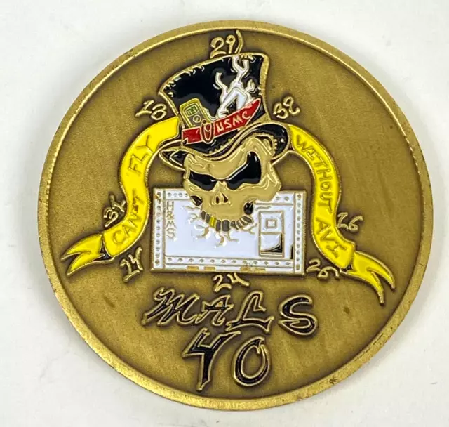 24TH MARINE AVIATION Logistics Squadron MALS 40 Challenge Coin Skull ...