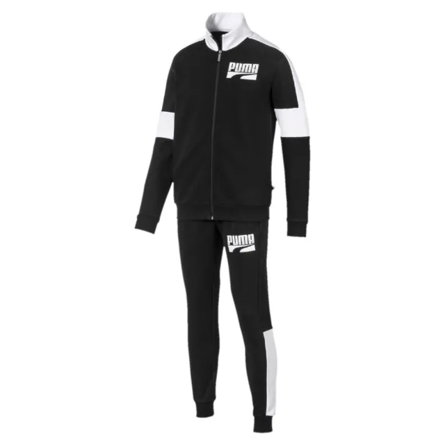 PUMA Rebel Block Sweat Suit Men's Track Suit Tracksuit Cotton Black Bnwt - New M
