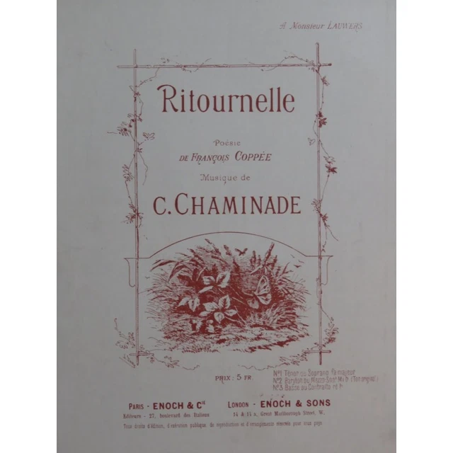 CHAMINADE Cécile Ritournelle Chant Piano ca1886