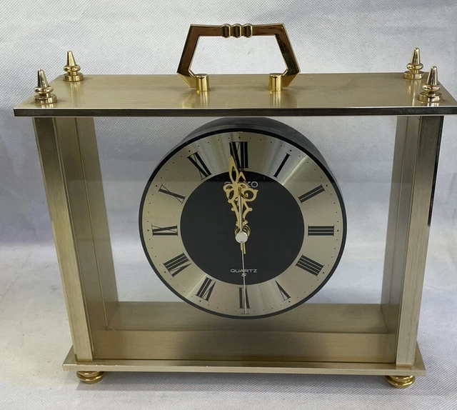 VINTAGE SEIKO QUARTZ Brass/Gold Carriage Clock Floating Dial Made In