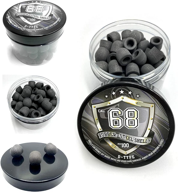 Lot de 100 balles caoutchouc acier Rubber-Steel Balls calibre 50