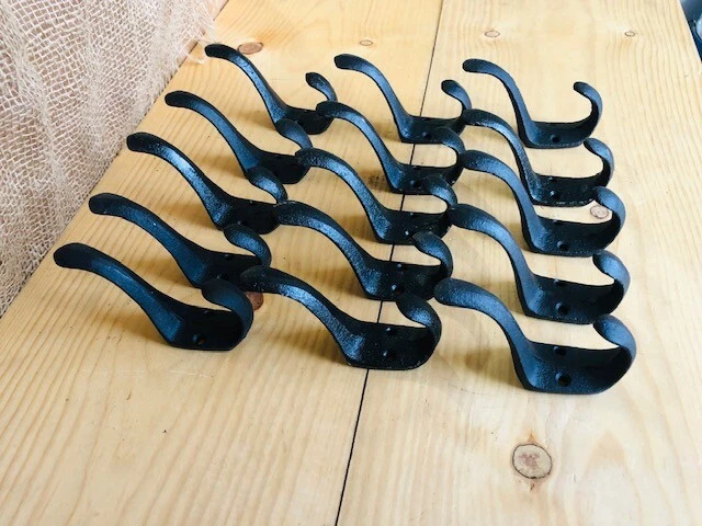 15 Vintage Style Cast Iron Wall Coat Hooks Hat Hook Hall Tree 3" Black Towel