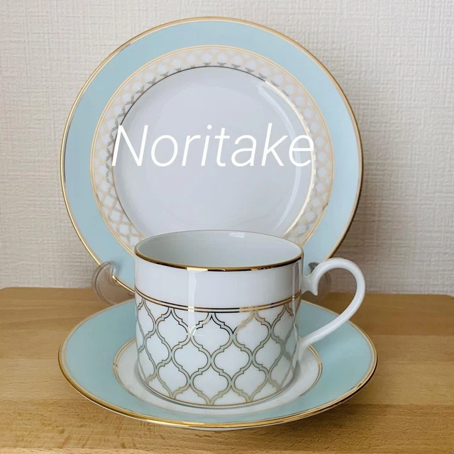 Noritake Mint Trio Cup Saucer Plate Top