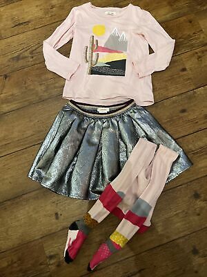 Catimini Outfit Set Age  7 Years Top Skirt Tights