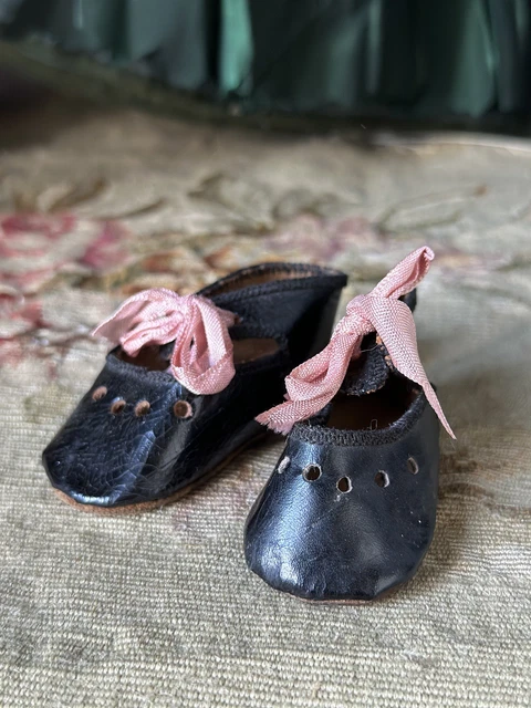 Chaussures cuir Jumeau 8cm pour poupée ancienne Française Al