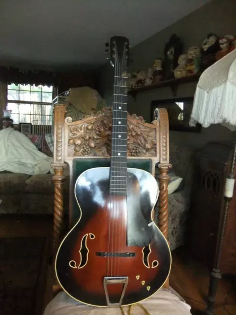 Rare Vintage Marvel Guitar Archtop F-Hole Acoustic Sunburst USA