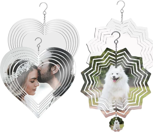 2 Pack 10 Inch Sublimation Wind Spinner Blanks,Double-Sided Metal Hanging 3D Win