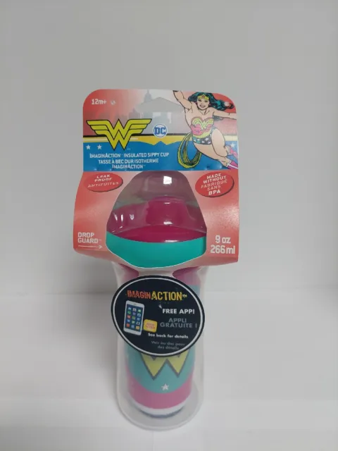 DC ImaginAction Wonder Woman Insulated Hard Spout Sippy Cup 9oz 12 M+ BPA Free
