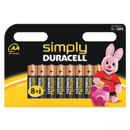 Cf 8 Pcs Duracell Simply Pile Batterie Stylet Pile Micro Alcalin 1,5V MN1500 LR6