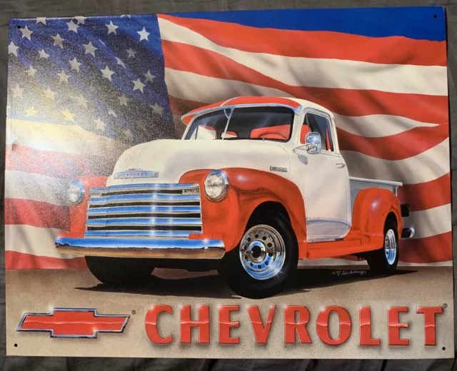 Vintage Replica Tin Metal Sign Chevrolet 51 Chevy Pickup Truck Step Side 704