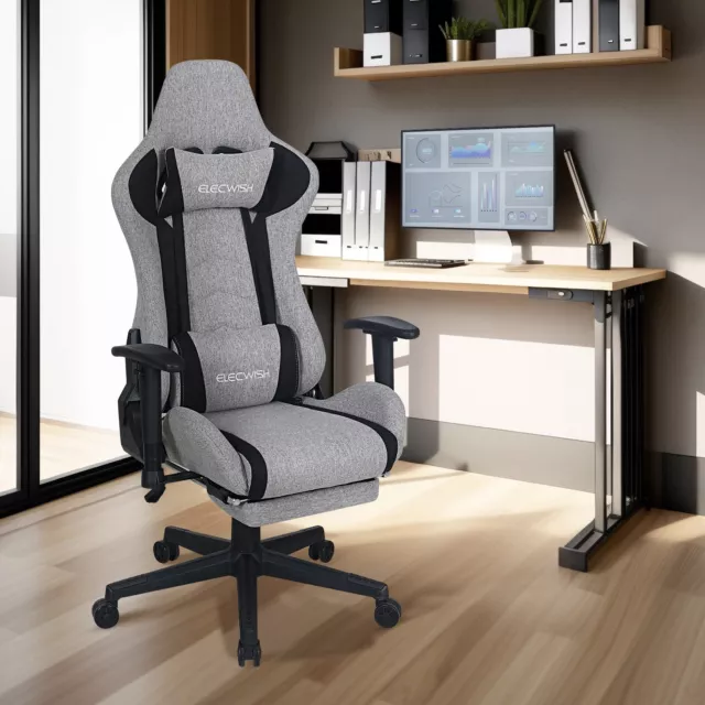 Computer Gaming Chair Ergonomic Massage 160° Recliner Footrest Rocking Office 2