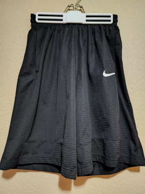 Nike Mens Medium Basketball Athletic Shorts Black w/White Logo