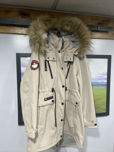 Canada Weather Gear Sand & Brown Faux-Fur Trim Hood Anorak Size Medium