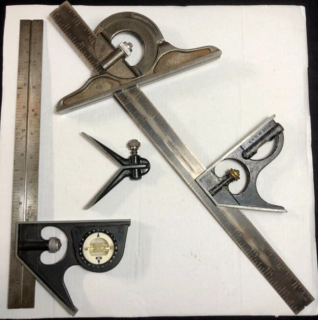 Antique Protractor Ruler VINTAGE COMBINATION SQUARES-PROTRACTOR-CENTER Head-Rulers Tumico ...