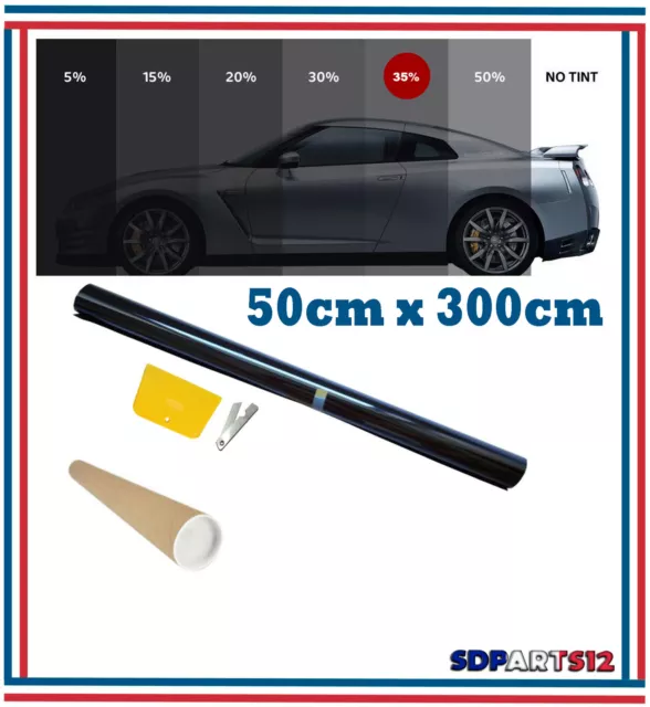 Film Solaire De Qualité 3m x 50cm, Teinté 35% VLT (couleur Noir) Auto