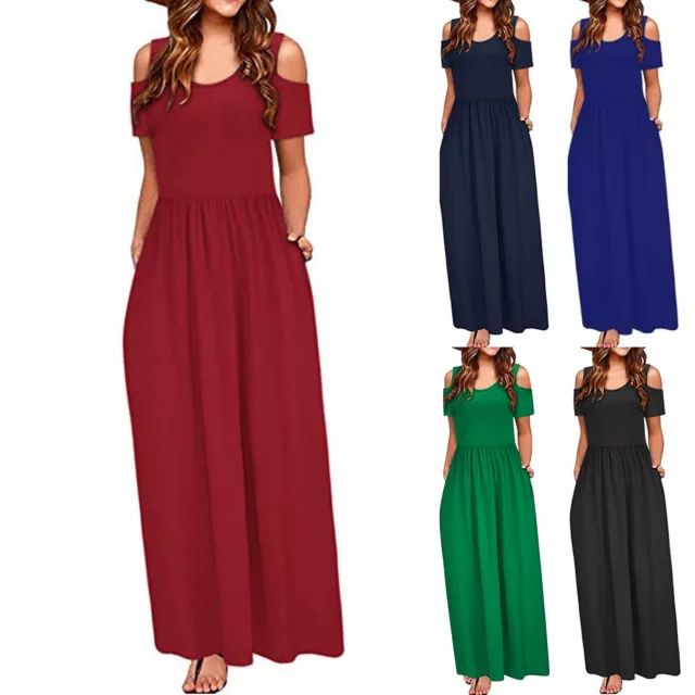 Women's Solid Color Round Neck Off Shoulder Party Date Casual Short Sleeve Dress