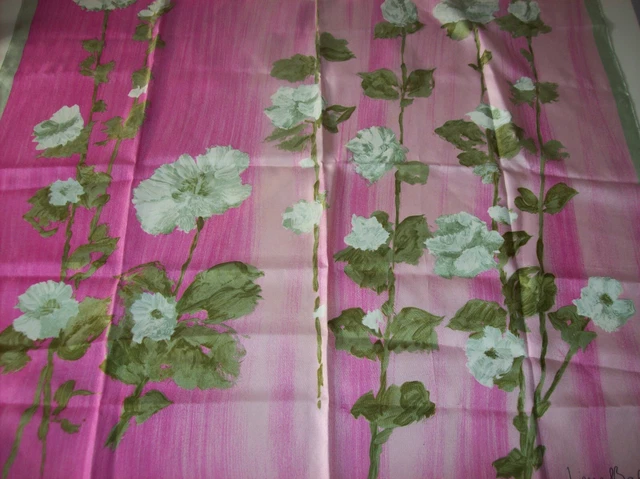 Foulard Soie Vintage Pierre Balmain Paris - 42x148 Cm Bleu Vert Blanc - Occasion