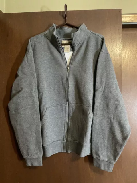LL Bean Men’s Mock Neck Full Zip Sweatshirt Jacket Gray• XL