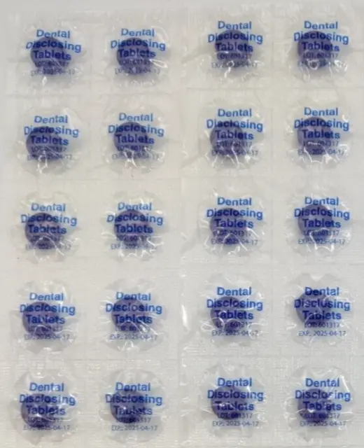 (20) Tabletas de divulgación dental masticables de 2 tonos muestra placa dental azul rojo