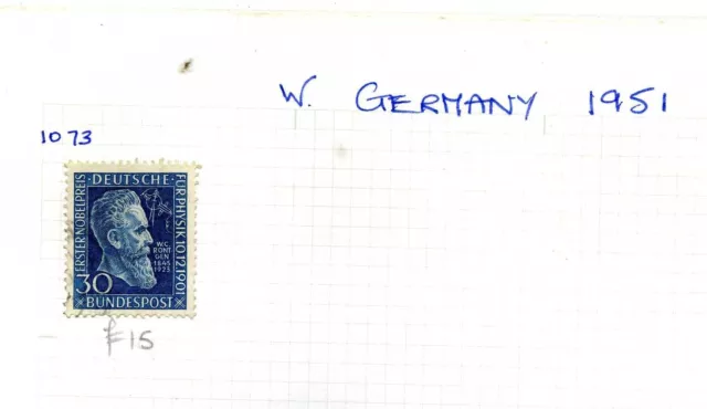 1951 West Germany Stamps.  Mounted On Stamp Album Pages. Lightly Hinged.