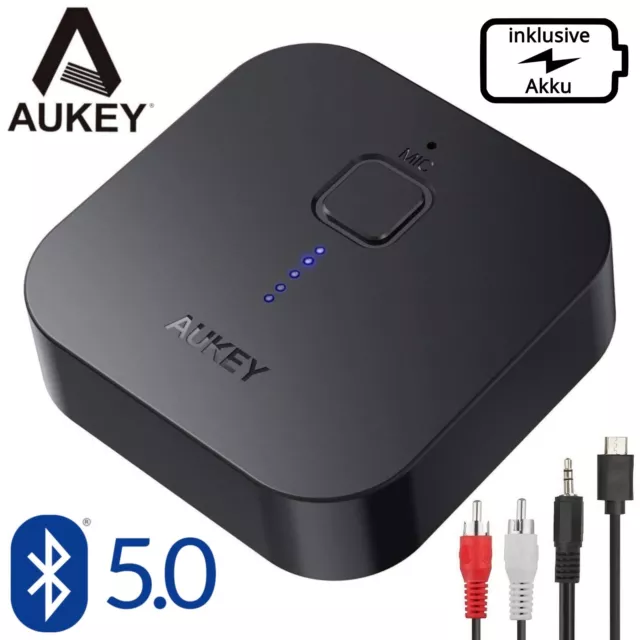 AUKEY Bluetooth 5.0 Empfänger Akku Receiver Hifi Stereo Audio Adapter 3.5mm AUX