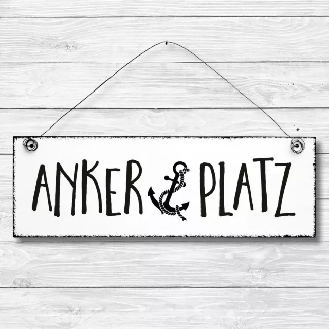 Deko Tür Wand Schild Holz Shabby Chic ANKERPLATZ Geschenk Maritim Anker Retro