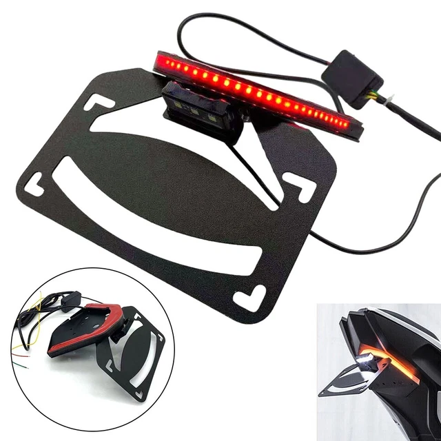 Feu arrière de moto avec support, lampe de plaque d'immatriculation de