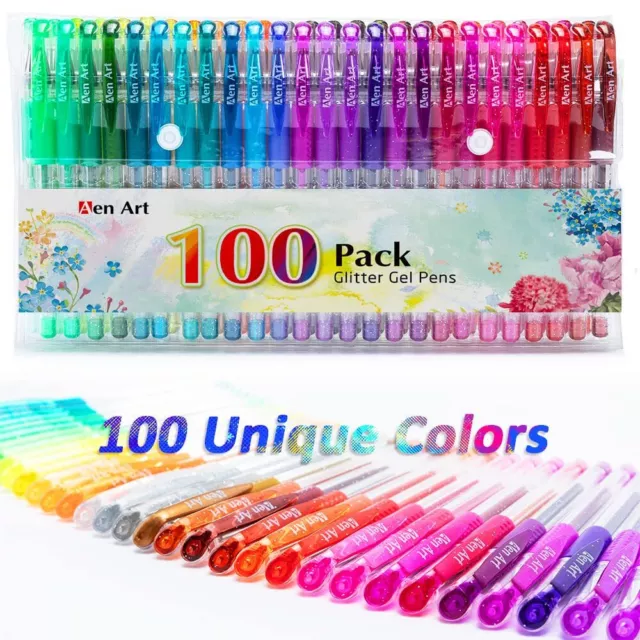 18 Pack Gel Pens Set 3 x 6pk Neon Glitter Metallic For Adult Colouring Book  Kids
