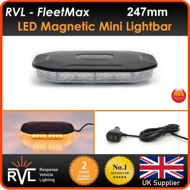 Fleetmax Magnetic Amber LED Mini Light Bar Flashing Warning Beacons 12/24V 247mm