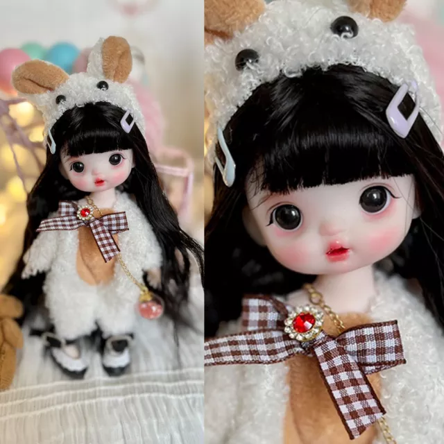 Mini 1/8 BJD Toy Cute Girl Doll with Outfits Shoes Wigs Eyes Full Set Kids Gift