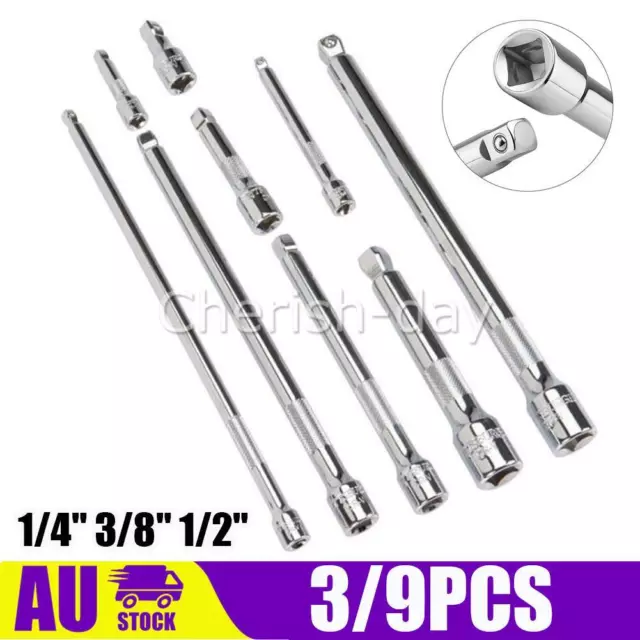 3 Sizes Socket Extension Bar Set 1/4" 3/8" 1/2" Drive Extra Long Ratchet CRV