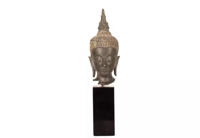 Antique Head One Buddha. Bronze. Ayuthia, Thailand. 17. Century
