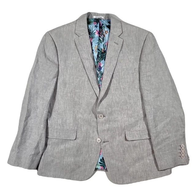 BAR III SLIM-FIT Textured Linen Suit Jacket Mens 44L 44 Grey Sport Coat