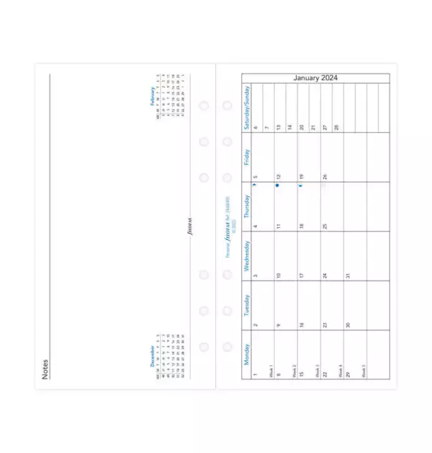 2024 FILOFAX Personal Month On 1 Page Diary with Notes - 68405 2