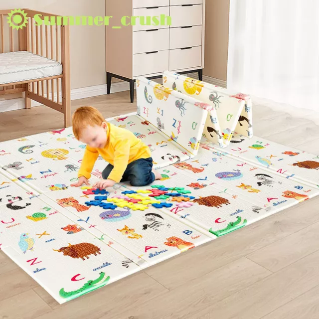 2Side Baby Play Mat Crawling Soft Blanket Folding Cartoon Waterproof Picnic  Carp