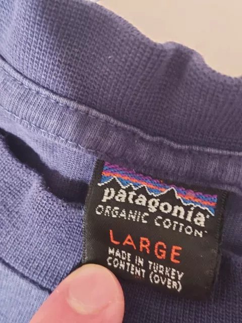 PATAGONIA SHIRT MENS Large Blue Long Sleeve Pocket tee Shirt Organic ...