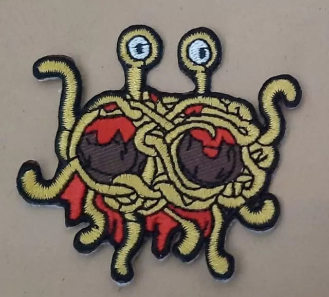 Pastafarian Flying Spaghetti Monster sew or Iron On Patch, Cloth Badge Applique