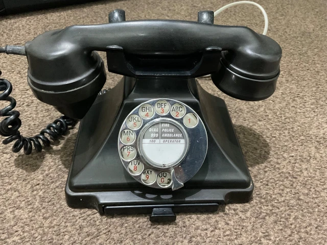 Vintage Black Bakelite GPO 232 Pyramid Telephone with Draw converted and working