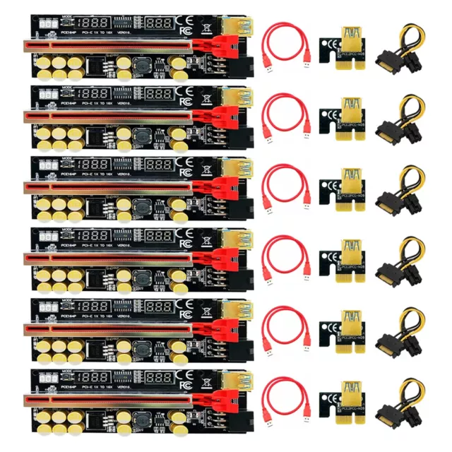 New PCI-E 1x to 16x Powered USB3.0 GPU Riser Extender Adapter Card VER 016 6PACK