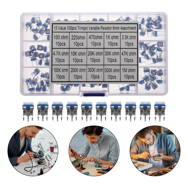 150 Pcs 100k Resistor Blue White Adjustable Resistor Variable Resistor LED