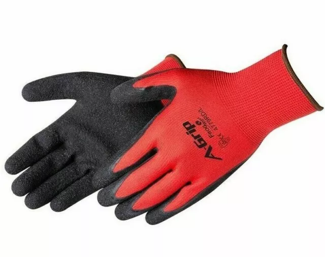 12 Pair A-Grip Red Safety Work Gloves Latex Coated Grip Cut Resistant ALL SIZES