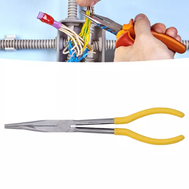 (25° Clamp)Long Needle Nose Plier Mechanical Tip Plier Nose Side Cutting Plier