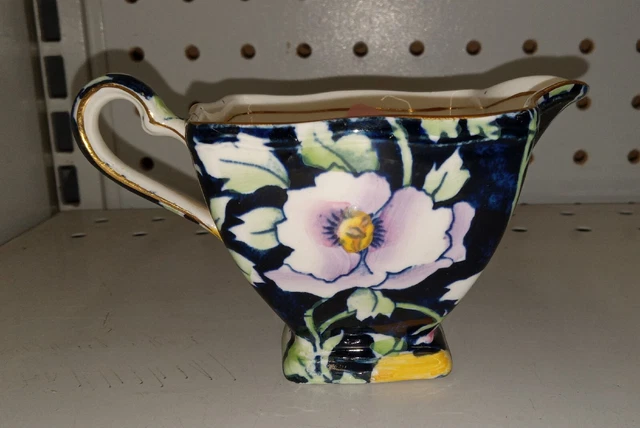 Vintage Grimwades Royal Winton England Black Floral Creamer