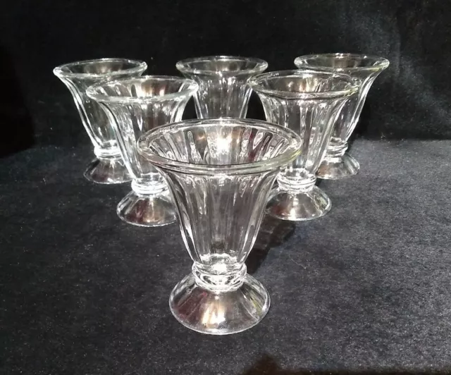 6 Libbey Tulip Sundae Dish Dessert Cups Clear Glasses 5"H