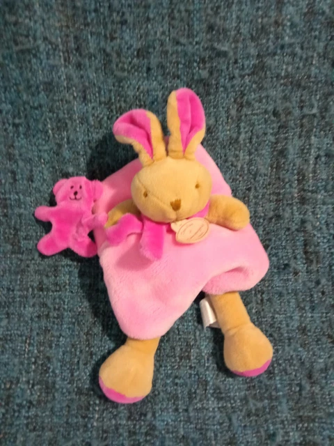 🌼🐰 Doudou et Compagnie plat lapin rose fushia ourson les animaux graffitis TBE