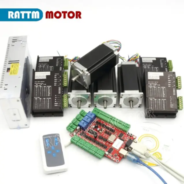 4 Axis USB CNC Controller Kit Nema23 425oz-in Stepper Motor 112mm&FMD274C Driver