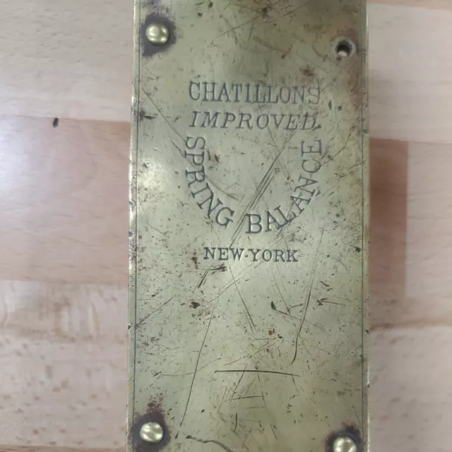 Vtg CHATILLONS IMPROVED Spring Balance Hand Scale Brass 40 Lb New York 3