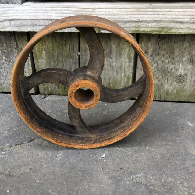 Antique Farm Cast Iron Wheel 7” Garden Decor Steampunk