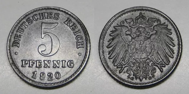 Kaiserreich : 5 Pfennig 1920 G / Eisen